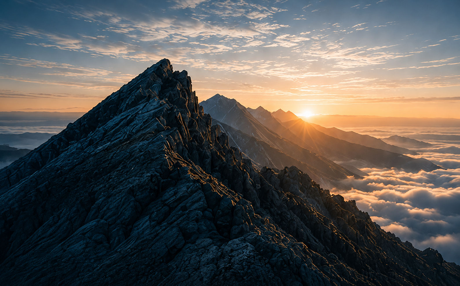 Mountain summit at sunrise